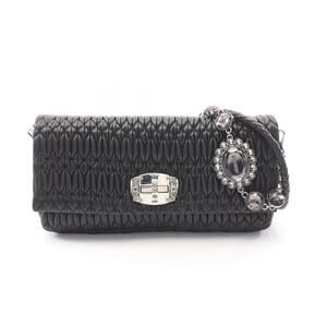 Miu Miu Nappa Crystal Matelasse Leather Shoulder Bag Black